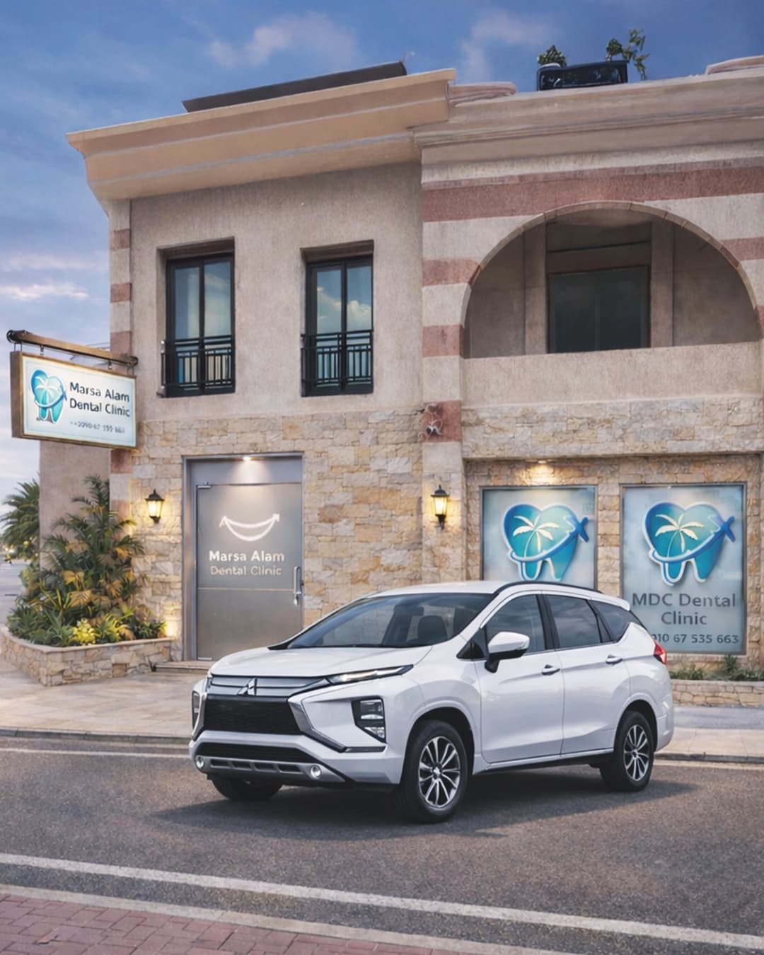 Front of Marsa Alam Dental Clinic with patient parking in Port Ghalib